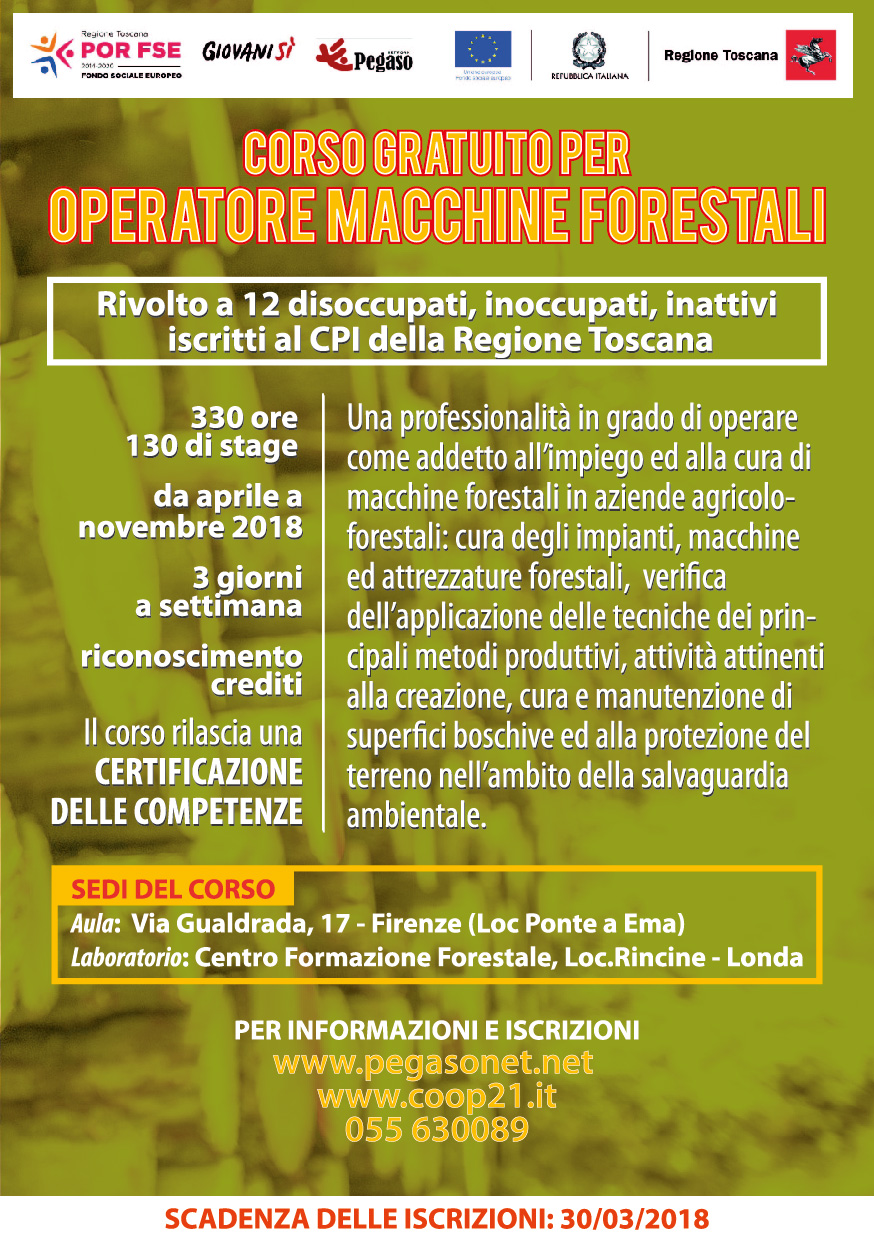 Volantino corso Operatore macchine forestali